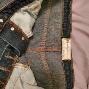 Free People size 27 long patch denim skirt